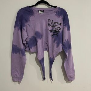 Zara x Smashing Pumpkins Purple Tie Dye Cropped Sweatshirt